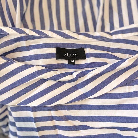 MAAC London Striped Blue & White Boatneck Blouse Sz Medium in EUC - Picture 12 of 13